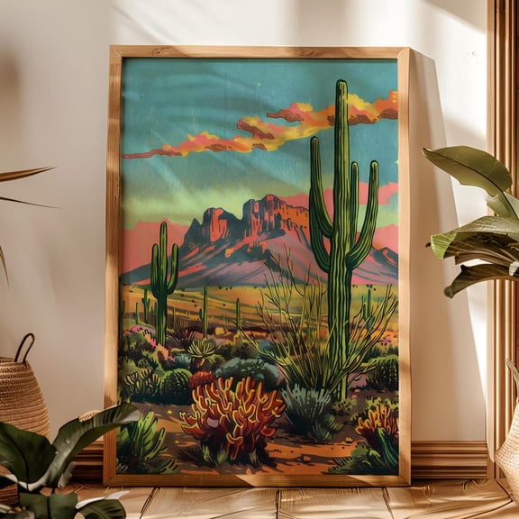Desert Wall Art Southwestern Decor Arizona Home Decor Desert Sunset Print Western Ranch Art Nature Landscape Botanical Print Modern Room 8x12 UNFRAMED