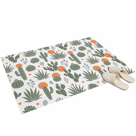 Desert Washable Area Rug 2 x 3 ft Modern Boho Saguaro Desert Cactus Agave Plant Leaves Green Soft Non‑Slip Rugs Stain Repellent Indoor Mats for Front Door, Narrow Hallway, Kitchen Doorway, Bedside