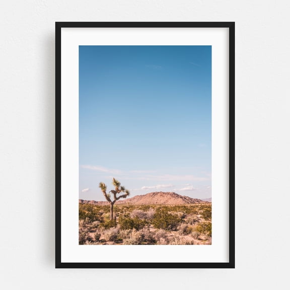 The Desert - Yucca Valley California Photography Desert Landscape Nature Cactus Scenic Minimalist Travel Poster Black Framed Wall Art Print 5 x 7 inches