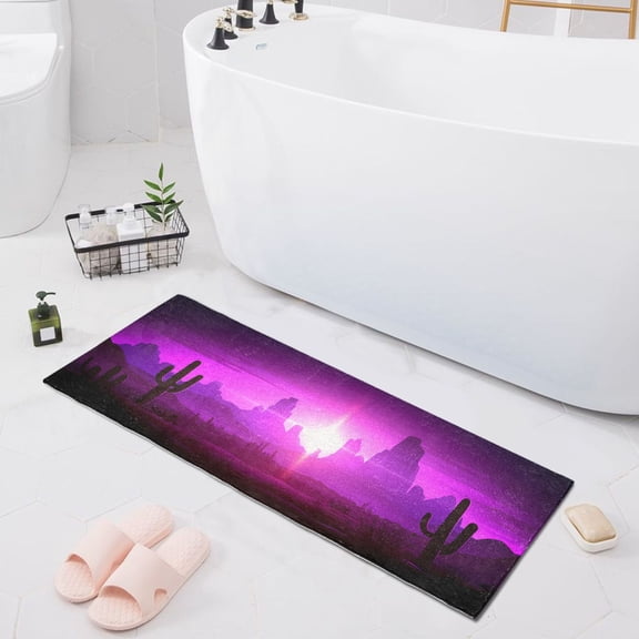 Desert at Night Landscape Bath Mat 39x20 Non-Slip Bathroom Rugs Absorbent Soft Plush Quick Dry for Tub Shower Kitchen Home Decor