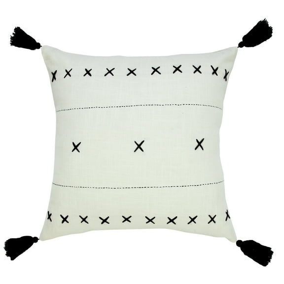 Desert fields Bohemian Basics Geometric Embroidered Throw Pillow