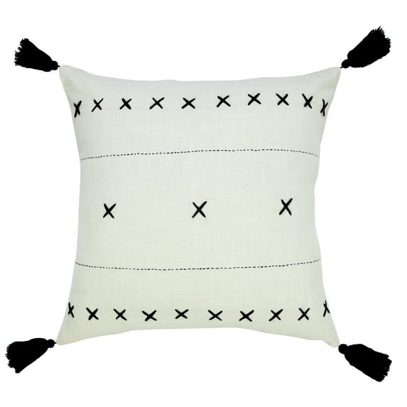 Desert fields Bohemian Basics Geometric Embroidered Throw Pillow