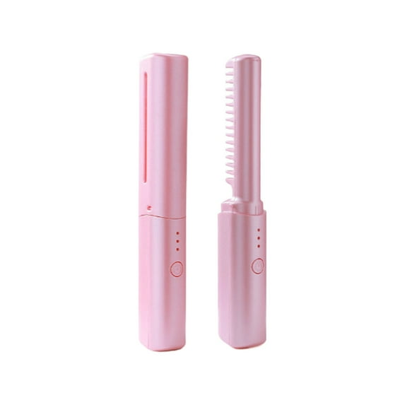 Desertasis Hair Straightener And Curler 2 In 1 Portable Curling Iron Wireless Mini Electric Straightening Anti Scald Hair Brush And Curler Portable Hair Straight