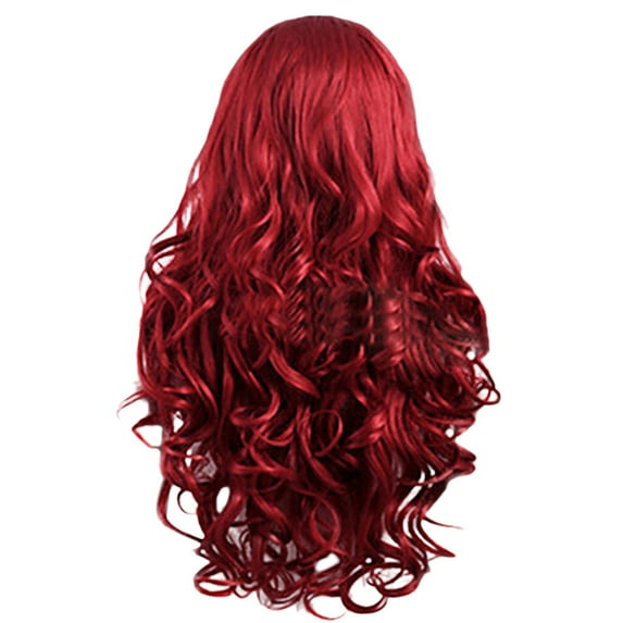 Desertasis Wigs Human Hair Women Red Brazilian Long Wavy Curly Parting High Temperature Fiber Wig Hair Headband Wig Human Hair
