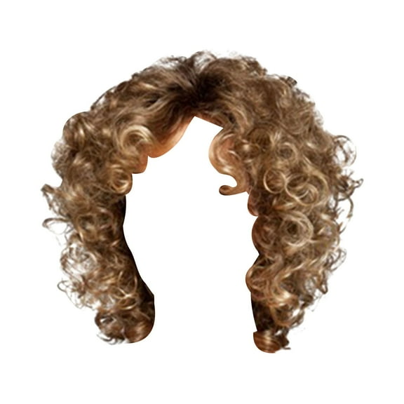 Desertasis glueless wigs human hair pre plucked pre cut Women's Short Curly Hair Mixed With Golden Headband Suitable For Women's Wigs Blonde Wig High Temperature Silk Black Brown Wig Brown