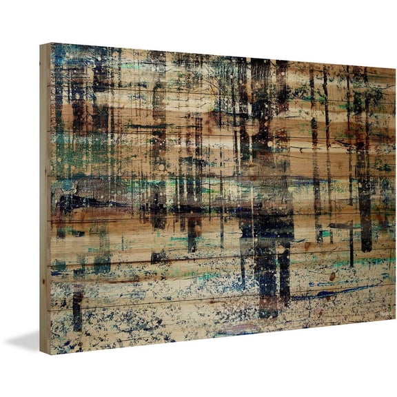 "Deserted Forest" Painting Print on Natural Pine Wood