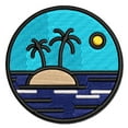 thumbnail image 1 of Deserted Island in Ocean Applique Multi-Color Embroidered Hook & Loop Patch - 3.5 Inch Large, 1 of 5