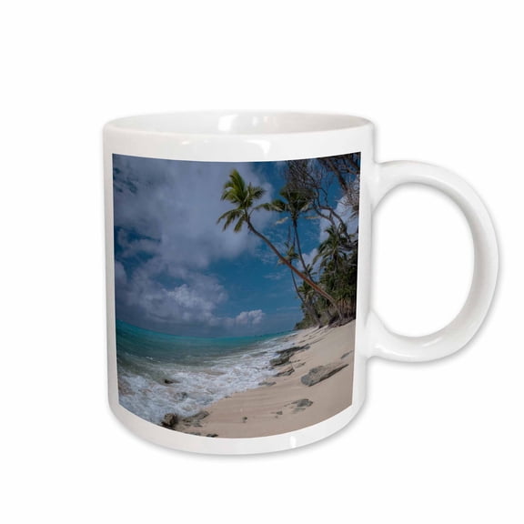 3drose, Deserted Sandy Beach on an Island with Palm Trees, Kingdom of Tonga., 11oz Mug