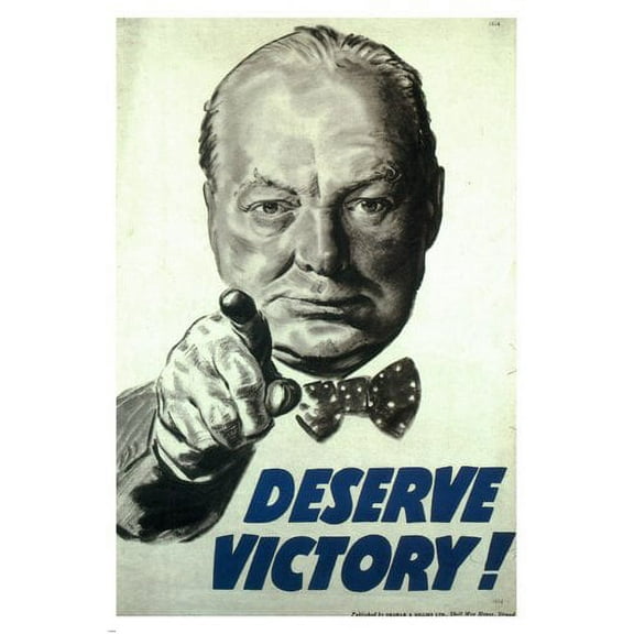 Deserve Victory Vintage War Poster Winston Churchill Uk 24" x 0.05" Poster, by HSE USA