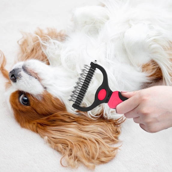 Deshedding Brush for Dogs and Cats: Undercoat Rake Pet Brush for Long Hair - Dematting Comb Removes Tangles Knots and Loose Fur, Grooming Tool for Thick Coats