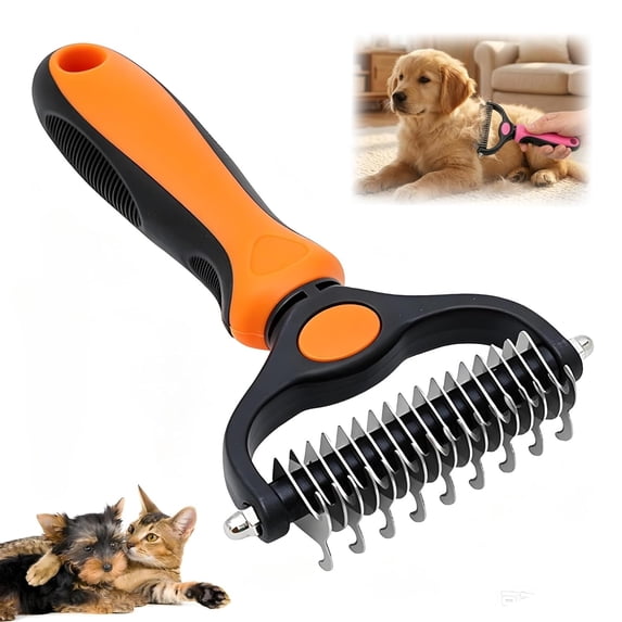 Deshedding Brush For Dogs And Cats, Pro Pet Deshedding Brush, Professional Pet Deshedding Brush, Dual-Sided Undercoat Rake for Long & Short Hair Pets