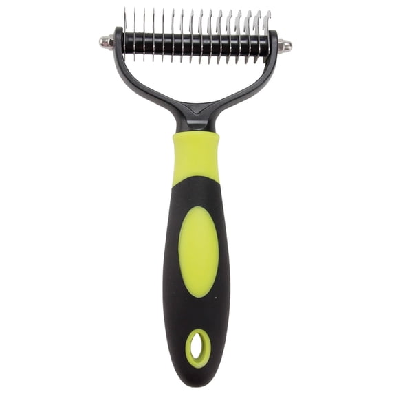 Deshedding Tool for Dogs & Cats, Denbek Double-Sided Dematting Comb, Undercoat Rake for Long Haired Pets, Effective Shedding Brush for Thick Fur
