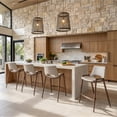 thumbnail image 1 of Desi Counter Stool Beige & Walnut Counter Stool, Modern Style, Plush and durable faux leather fabric, Steel, Indoor Bar, 1 of 10
