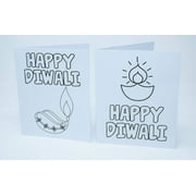 Desi Favors Diy Diwali Greeting Cards for Kids, Coloring Cards for Diwali, Diwali Crafts, Festival Greeting Blank White Cards, Custom Personalized Diwali Wishes - 9x5.5 Inch (Pack of 8)