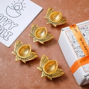 Desi Favors Lotus Diyas Gift Pack | Gift box + Metal Diyas + Greeting Card For Diwali Decoration | Traditional Diyas For Family & Friends | Festive Diwali Mandir, Pooja, Puja, Office - 1 Pack Box