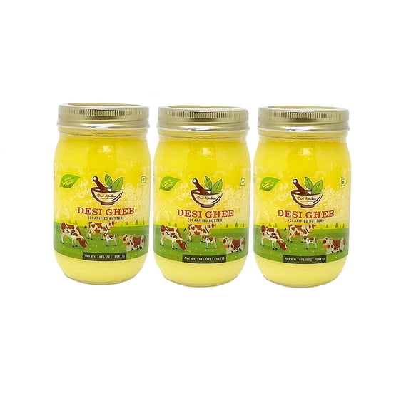 Desi Kitchen DESI GHEE (Clarified Butter) 16oz (1 Pint) By Rani Foods Inc (3 Pack)