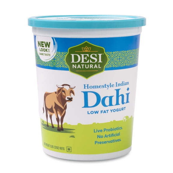 Desi Natural Dahi Low Fat Milk Plain Yogurt, 32 oz, 1 Count