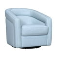 thumbnail image 1 of Desi Sky Blue Leather Swivel Accent Chair, 1 of 9
