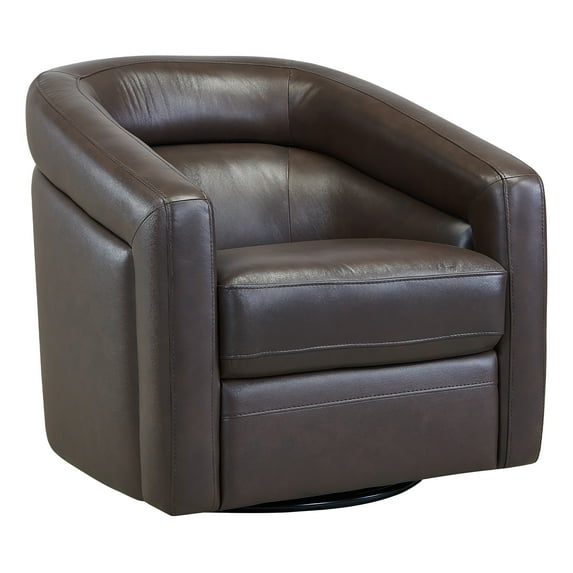 Desi Swivel Accent Chair in Espresso Genuine Leather
