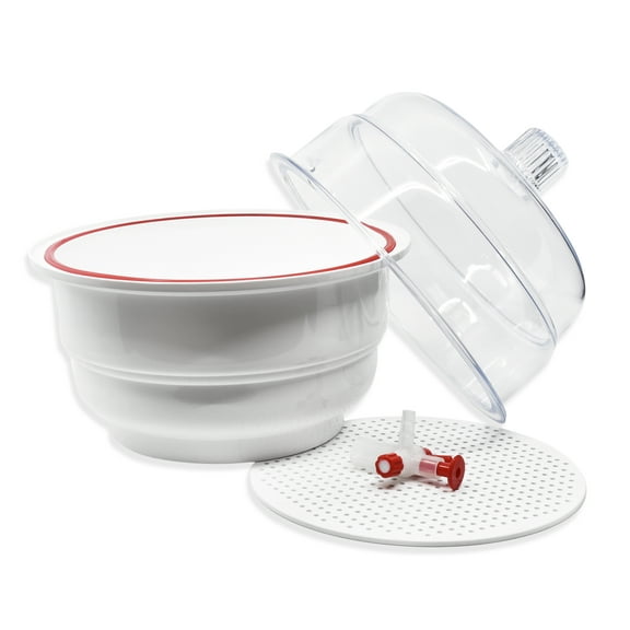 Desiccator Vacuum, 20cm - Silicone O-Ring - Polypropylene and Polycarbonate - PTFE plug and stopcock - Flat Dome - Autoclavable - 740mm Hg for 24 Hours - Eisco Labs
