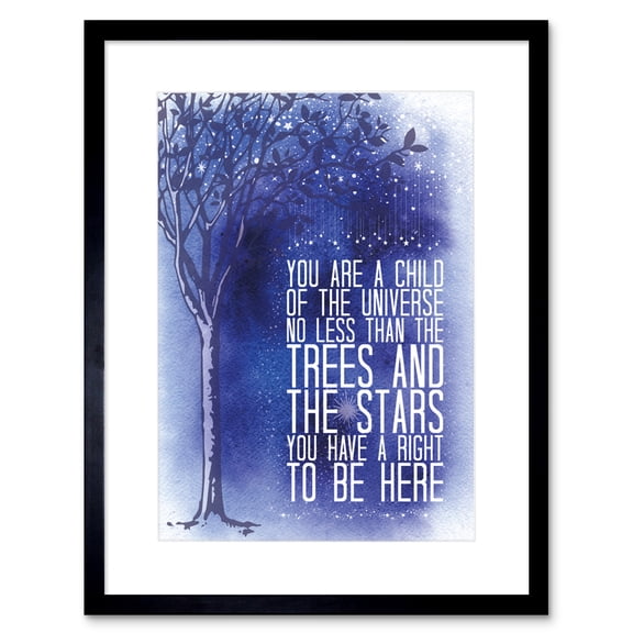 Desiderata Ehrmann Child Universe Trees Stars Artwork Framed Wall Art Print 9X7 Inch