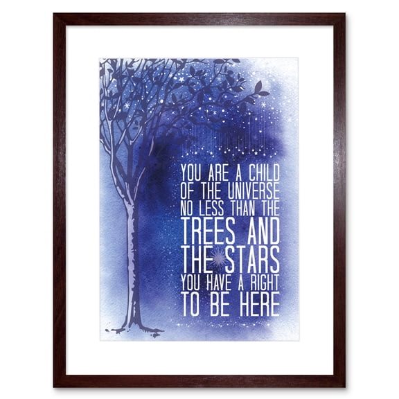 Desiderata Ehrmann Child Universe Trees Stars Artwork Framed Wall Art Print 9X7 Inch