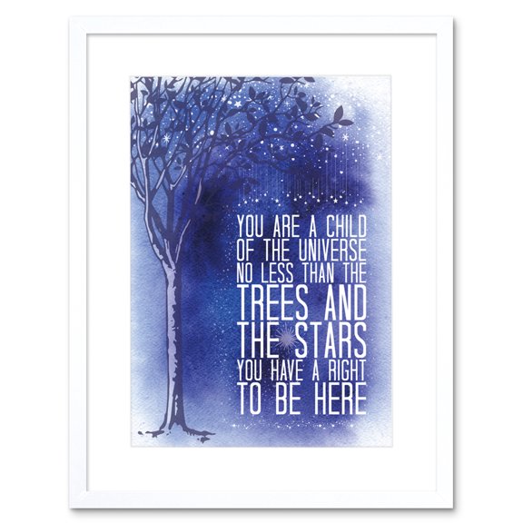 Desiderata Ehrmann Child Universe Trees Stars Artwork Framed Wall Art Print 9X7 Inch