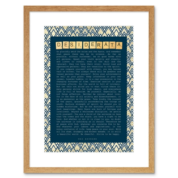 Desiderata Ehrmann Pattern Scrabble Artwork Framed Wall Art Print 9X7 Inch