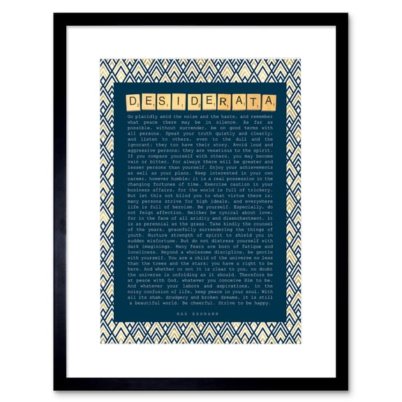 Desiderata Ehrmann Pattern Scrabble Artwork Framed Wall Art Print 9X7 Inch
