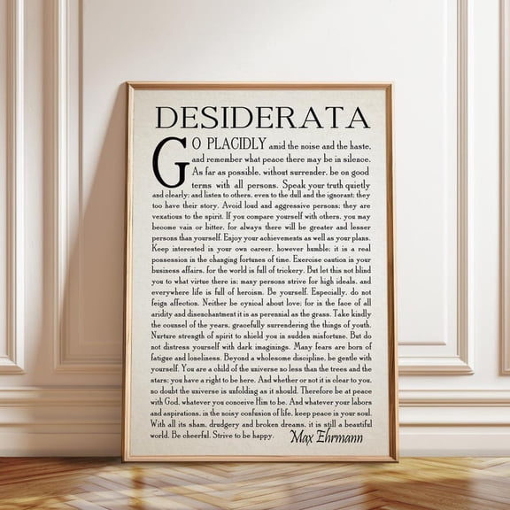 Desiderata Poem Graduation Wall Art Print, Unframed Paper Poster 8x10in