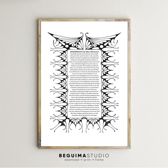 Desiderata Poem Inspirational Literary Quote Decor Wall Art