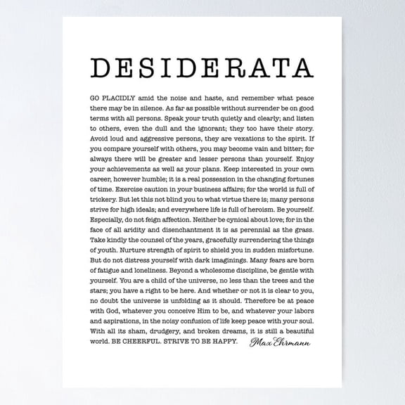 Desiderata Poster- Unframed Poster | Wall Art | Perfect For Home Decor & Gifts, 12x18
