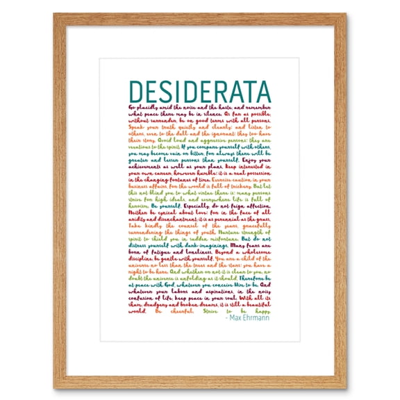 Desiderata Rainbow Words Ehrmann Typography Framed Wall Art Print