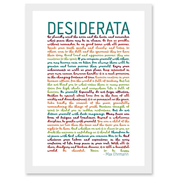 Desiderata Rainbow Words Mav Ehrmann Typography Inspiration A4 Artwork Framed Wall Art Print