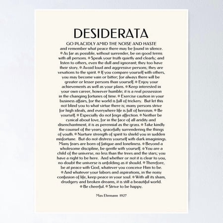 Desiderata Wisdom Quote Classic Typography Wall Art, Unframed Paper Poster 8x10in
