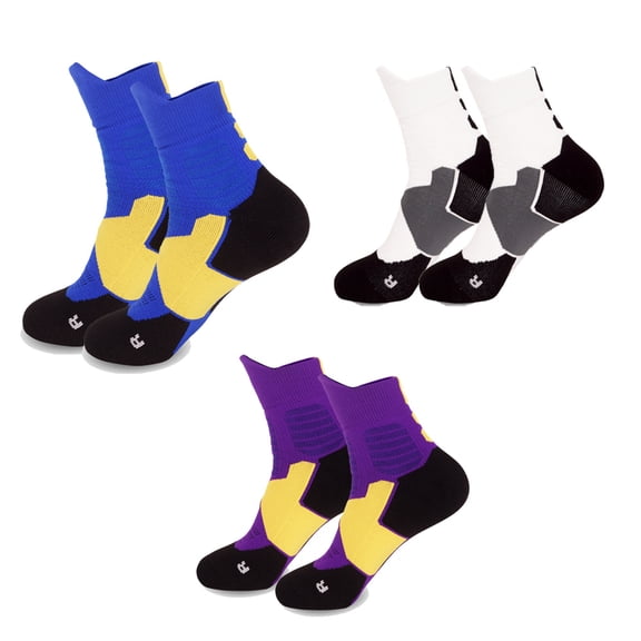 Desiderio 3Pairs Basketball Socks, Cushioned Athletic Sports Crew Socks for Men & Women Kids
