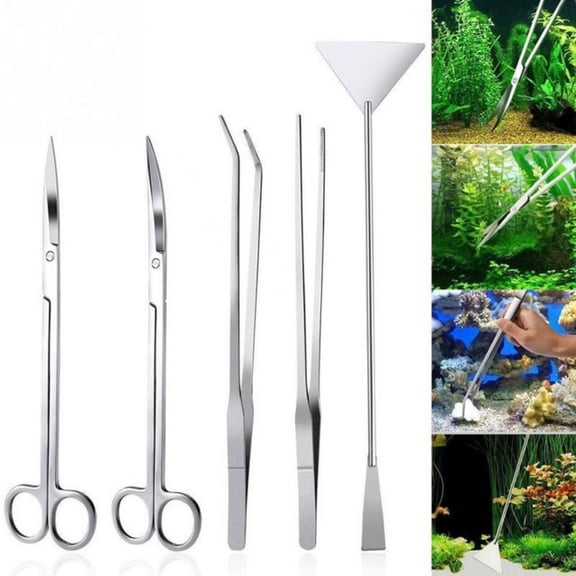 Desiderio Stainless Steel Plant Tool Set for Aquarium Fish Tank Aquascaping Tweezers Scissors Kit