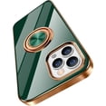 thumbnail image 1 of Desighed for iPhone 12 Pro Max Case 6.7" Shockproof Silicone Cover Ring Holder Magnetic Kickstand Electroplated Soft TPU Frame Anti-Scratch Protective Bumper Phone Cases - Green, 1 of 14