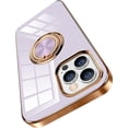 thumbnail image 1 of Desighed for iPhone 12 Pro Max Case 6.7" Shockproof Silicone Cover Ring Holder Magnetic Kickstand Electroplated Soft TPU Frame Anti-Scratch Protective Bumper Phone Case - Purple, 1 of 14