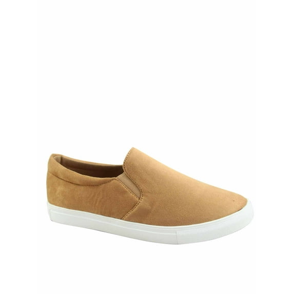 Design-1 Fashion Colors Prints Comfort Slip On Round Toe Flat Sneaker Shoes (Camel, 8.5)