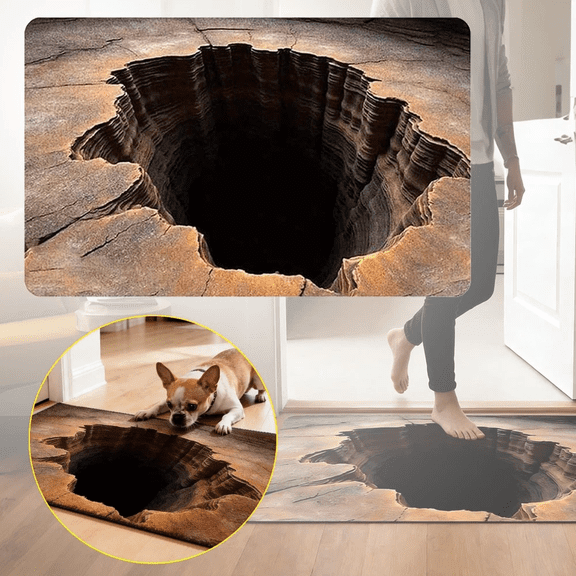 Design 3D Rugs Optical Illusion Get Scared Rug That Looks Like a Hole 40X60CM