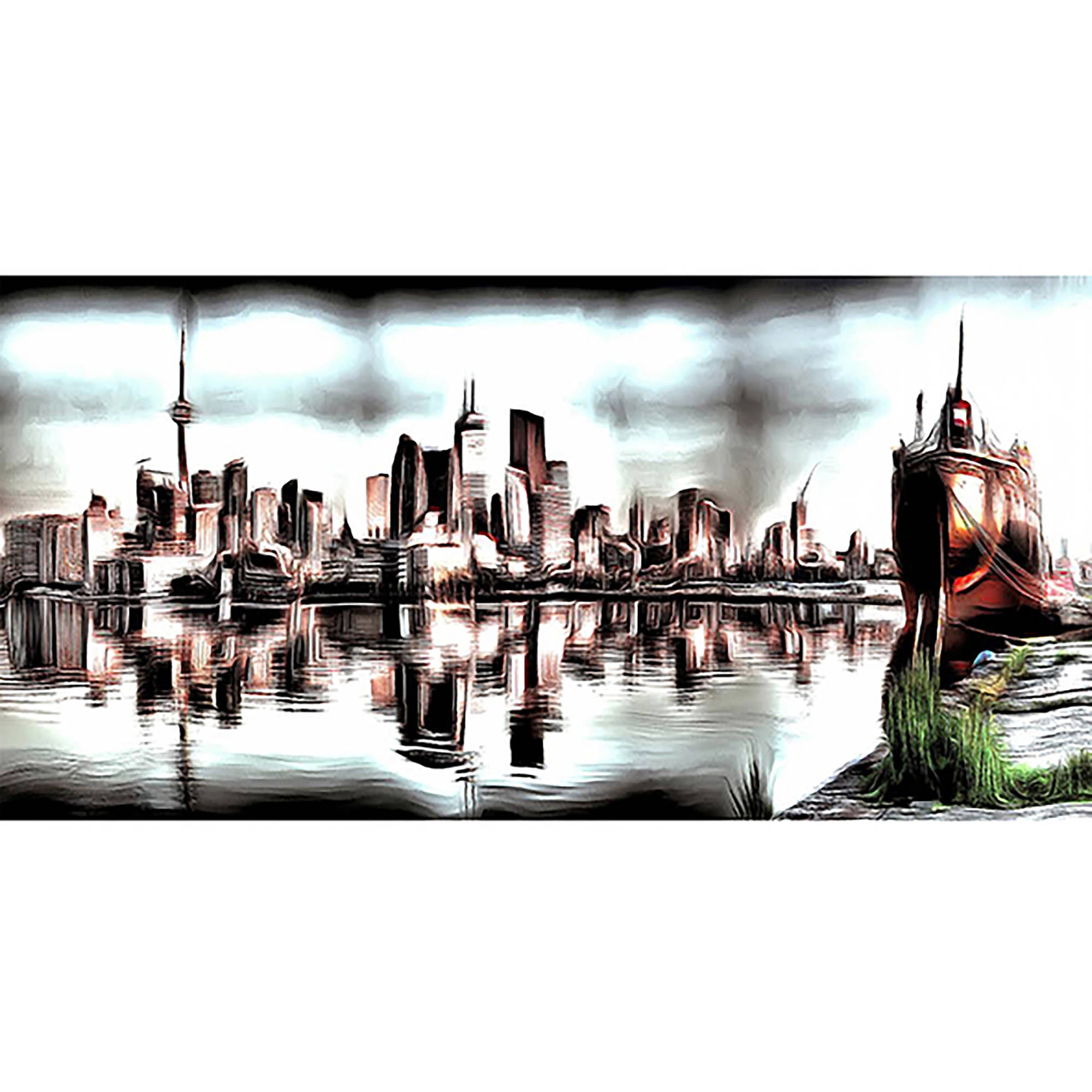 Design Art Abstract Toronto Cityscape, 32" x 16"