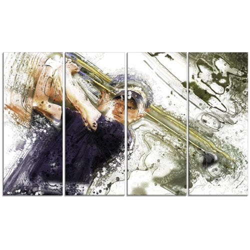 Design Art Baseball Batter 4 Piece Graphic Art on Wrapped Canvas Set