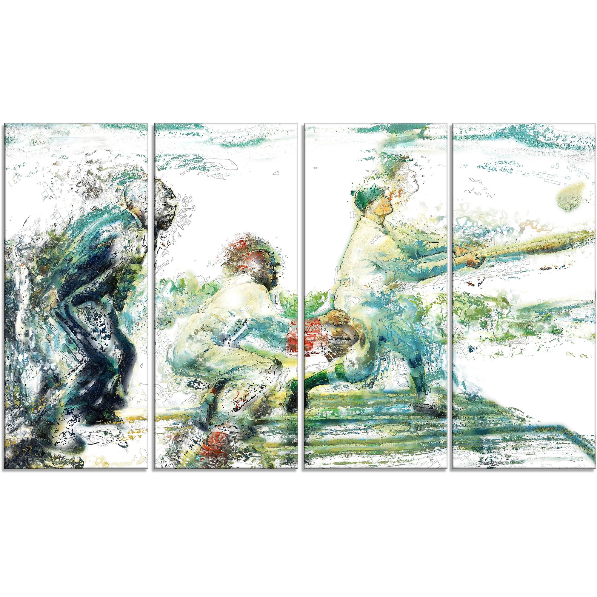 Design Art Baseball in Action, 4 Panels, 48" x 28"