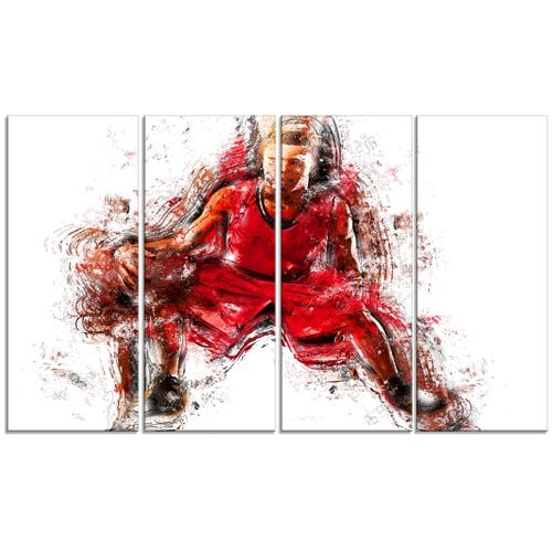 Design Art Basketball Dribble 4 Piece Graphic Art on Wrapped Canvas Set