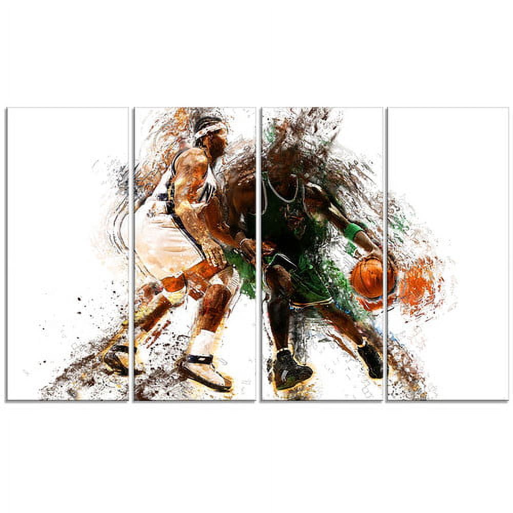 Design Art Basketball Let's Go Defense 4 Piece Graphic Art on Wrapped Canvas Set