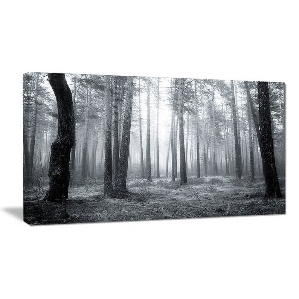 Design Art 'Black and White Foggy Forest' Photographic Print on Wrapped ...