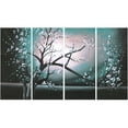 thumbnail image 1 of DESIGN ART Blossoming in the Moonlight" 4-piece Wall Art Canvas emeraud, 1 of 5