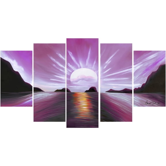 DESIGN ART Brilliant Sunset' 5-piece Gallery-wrapped Canvas Print Pink