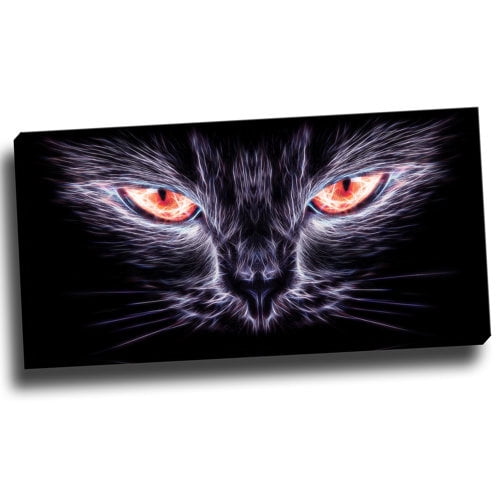 Design Art Cat Eyes - Animal Graphic Art on Wrapped Canvas